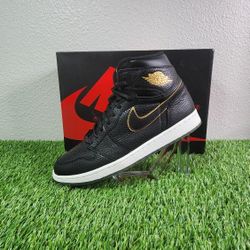 Nike Air Jordan 1 Retro High OG City of Flight Sneakers, Black/Gold, Size 11.5