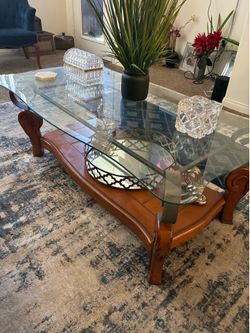 Living room glass table set