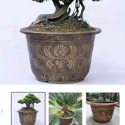 13.78" Bronze Resin Plant Pot - Thickened Round Flower Planter