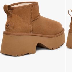 Ugg Chestnut Classic Ultra Mini New Heights Platform Boots
