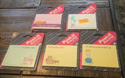 Vintage 3M (new old stock) Post-it Note Pads Garfield and other Humorous 5 Pack