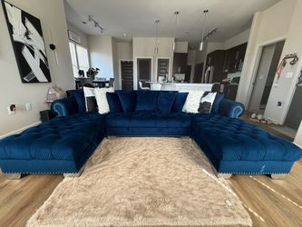 Navy Blue Velvet Double Chaise Sectional (OBO)
