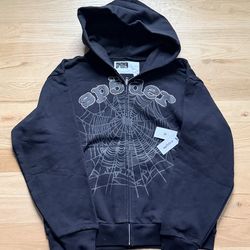 Sp5der Rhinestone OG Zipup Hoodie SIZE LARGE