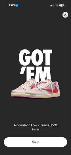 AIR JORDAN 1 LOW SP - SHY PINK-TROPICAL PINK Travis Scott Size 8