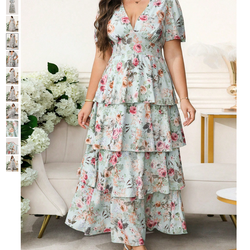 WOMEN’S BEAUTIFUL FLORAL TIERED MAXI DRESS  SIZE 1X (US 14-16) USED, IN GOOD CONDITION