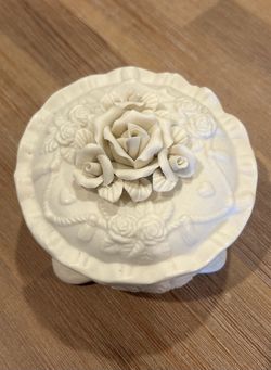 Vintage White Porcelain Trinket Box
