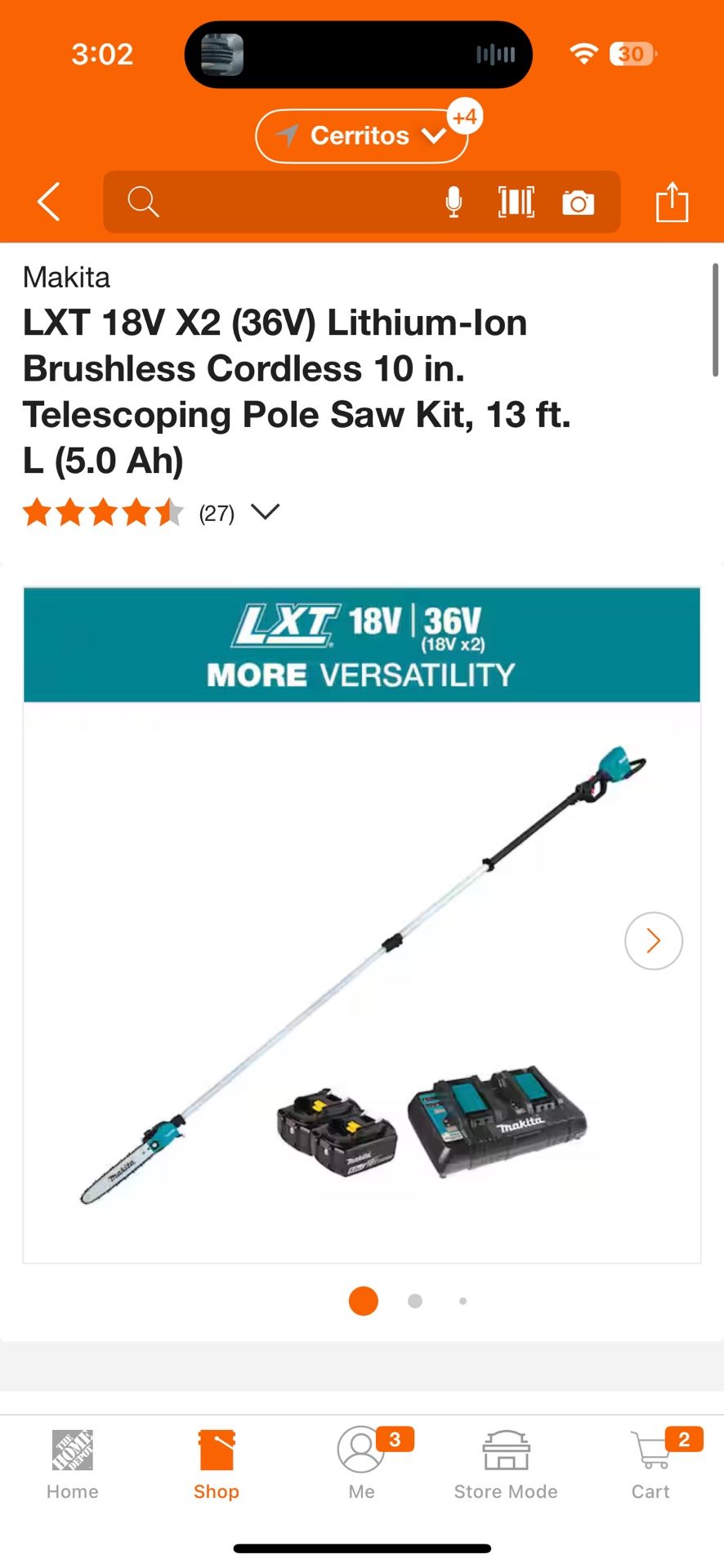 Makita LXT 18V X2 (36V) Lithium-Ion Brushless Cordless 10 in. Telescoping Pole Saw Kit, 13 ft. L (5.0 Ah)