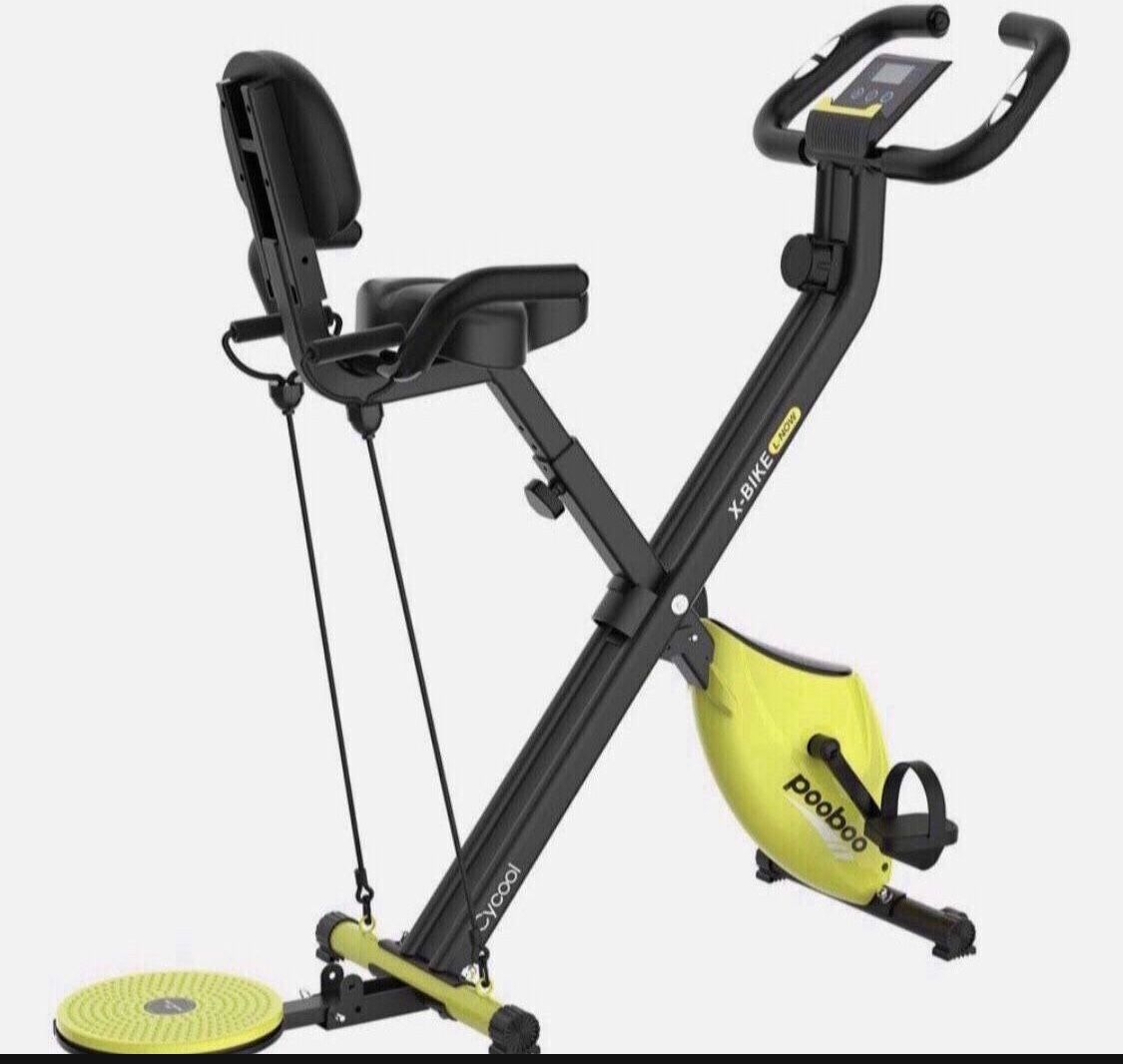 4in1 Folding Exercise Bike Indoor Cycling Bike Stationary Bike Magnetic X Bike
