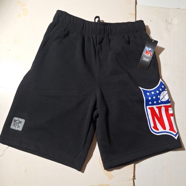 NFL Team Apparel Logo Black Fleece Shorts S