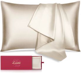 Silk Pillowcase for Hair and Skin,Lacette 22 Momme 6A Soft Mulberry Silk Pillow case with Hidden Zipper,600 Thread Count, Dual Side Silk/Wood Pulp Fib