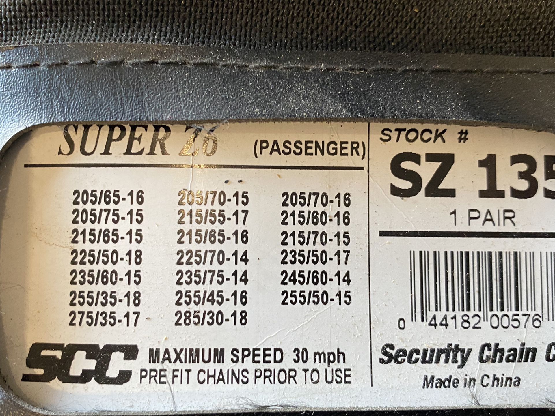 Super Z Compact Cable Snow Tire Chains SZ135
