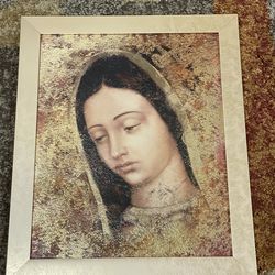 New Our Lady de Guadalupe Picture w/ Gold Inlay 19” x 15” Frame