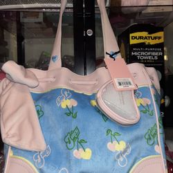 Juicy Couture Retro Juicy Cherry Gelato Daydreamer Tote Bag Blue Gleam