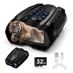 Night Vision Goggles, 4K Binoculars With Camera. 3.5 Inch HD Display And 32GB Memory Card. 9 Gear Night Vision, 10X Digital Zoom, 4000 mAh Battery 