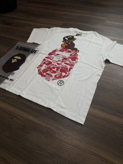 BAPE TEE SHIRT WHITE PINK CAMO PRINT