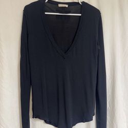 Free People We the Free deep v-neck long sleeve shirt.   Black.   Xs.  Modal material. 