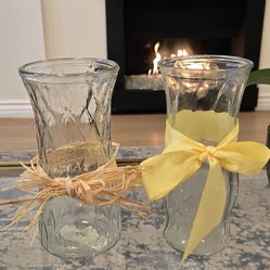 4 Brand New Glass Flower Vases. 9 Inches Height