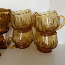 Cups Vintage Amber Glass