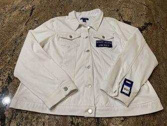 New Bandolino white knit jean jacket size XL MSRP $54