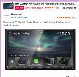 Kenwood 7" Digital Media Receiver with Apple CarPlay and Android Auto KENWOOD$150