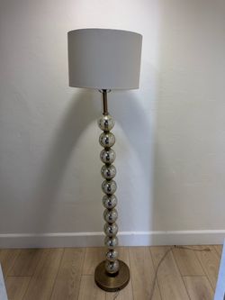 Mercury Glass Ball Floor Lamp with White Drum Shade