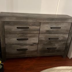 6 Drawer Dresser With Grey Wood Finish Looks Beautiful With A 2 Drawer Night Stand Same Finish 