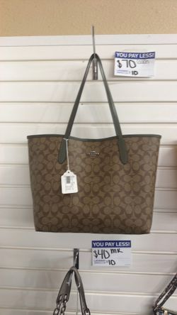 Green coach tote bag