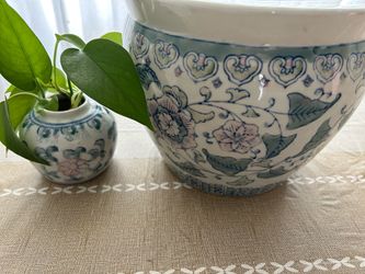 Vintage Chinoiserie Planter plant pot & vase set