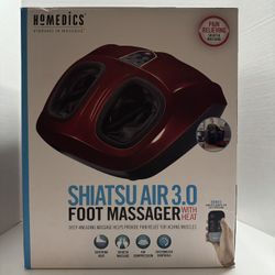 HoMedics Shiatsu Air 3.0 Red Foot Massager With Heat and remote