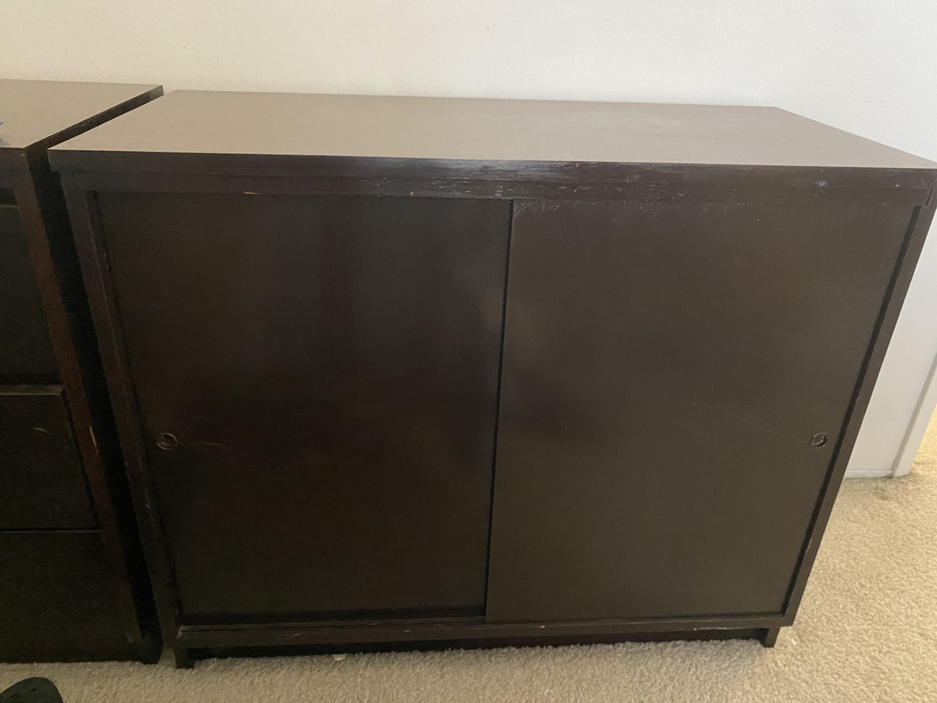 Particle Board Storage Cabinet (Pick up by Thurs. 10/9)