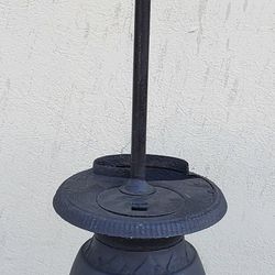 VINTAGE CAST IRON POT BELLY STOVE FLOOR DESK TABLE LAMP 27” Base