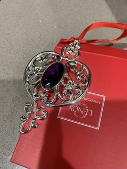 Lenox Bejeweled Spire ornament in silverplate with a purple gem