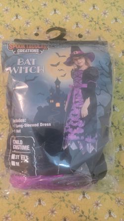 Bat Witch Child Halloween Costume size S (good for 5-6-7 years old)