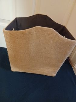 Beige Fabric Basket With Black Fabric Lining 