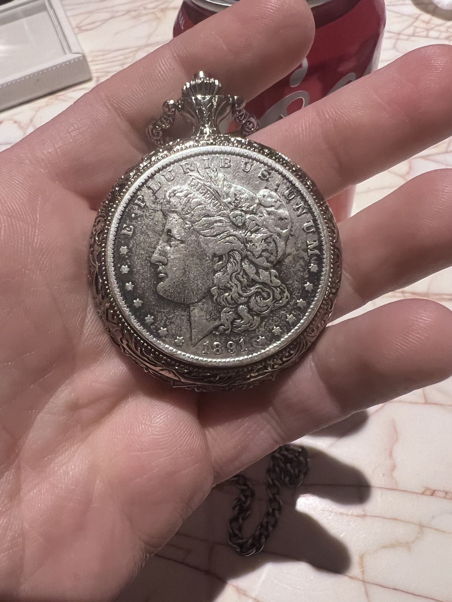 Vintage American Society 1891 Morgan silver dollar Pocket Watch