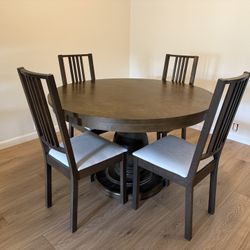 48in Solid Wood Dining Table with 4 Chairs (newly upholstered)