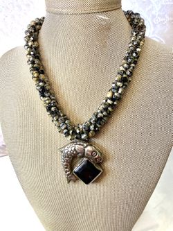 Designer Catherine Hysell Beaded Natural Stone Necklace