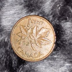 1962 Canadian Penny Coin 