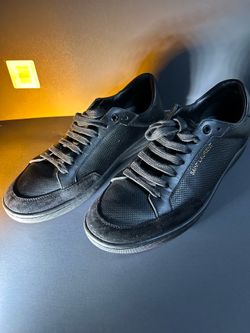 Saint Laurent Men’s Black Low Top Lace-Up Solid Athletic Sneakers
