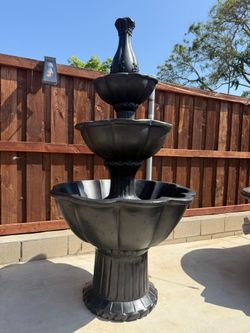 3-Tier Concrete Garden Water Fountain 6'4" Tall