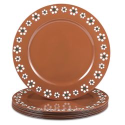 10 Piece Plastic Chargers - Varro (clay) Design 