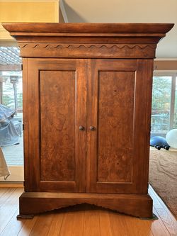 Romweber Exotic Mahogany Burl Wood Armoire Media Cabinet