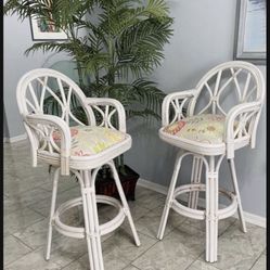 Leader’s 2 PCs high Bar Swivel Bamboo Chairs 