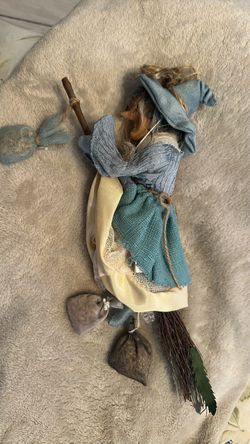 Handmade Kitchen Witch Doll with Broom and Accessories