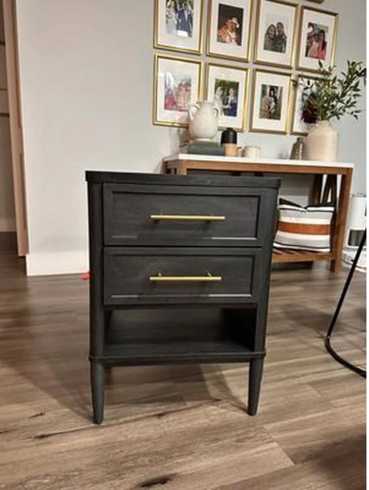 New Oaklee Nightstand in modern charcoal.