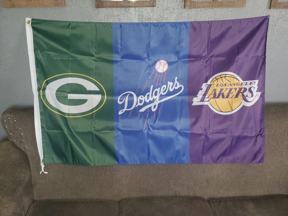 Los Angeles Dodgers LA Lakers Dos Angeles City of Champions 3x5 Flag