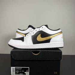 Brand New Jordan 1 Low Metallic Gold White Size 12