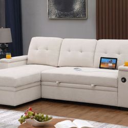 Sleeper Sectional Beige USB