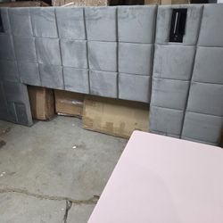 New Assembled King Headboard Only Velvet Gray 
