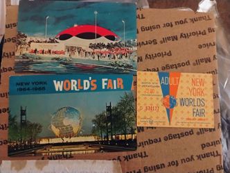 1964 worlds fair ticket and postcards